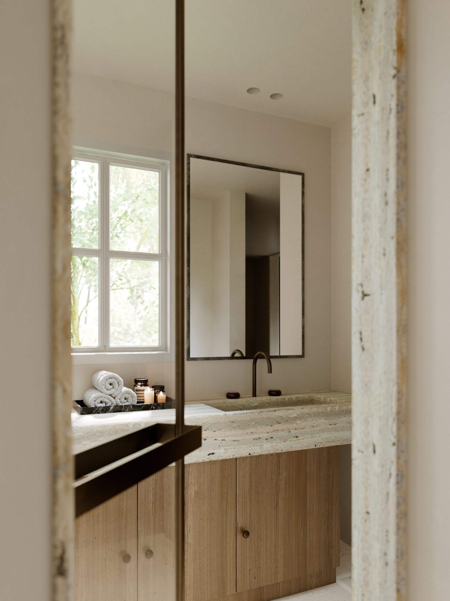 salle de bain travertin et bois salle de bain travertin et bois