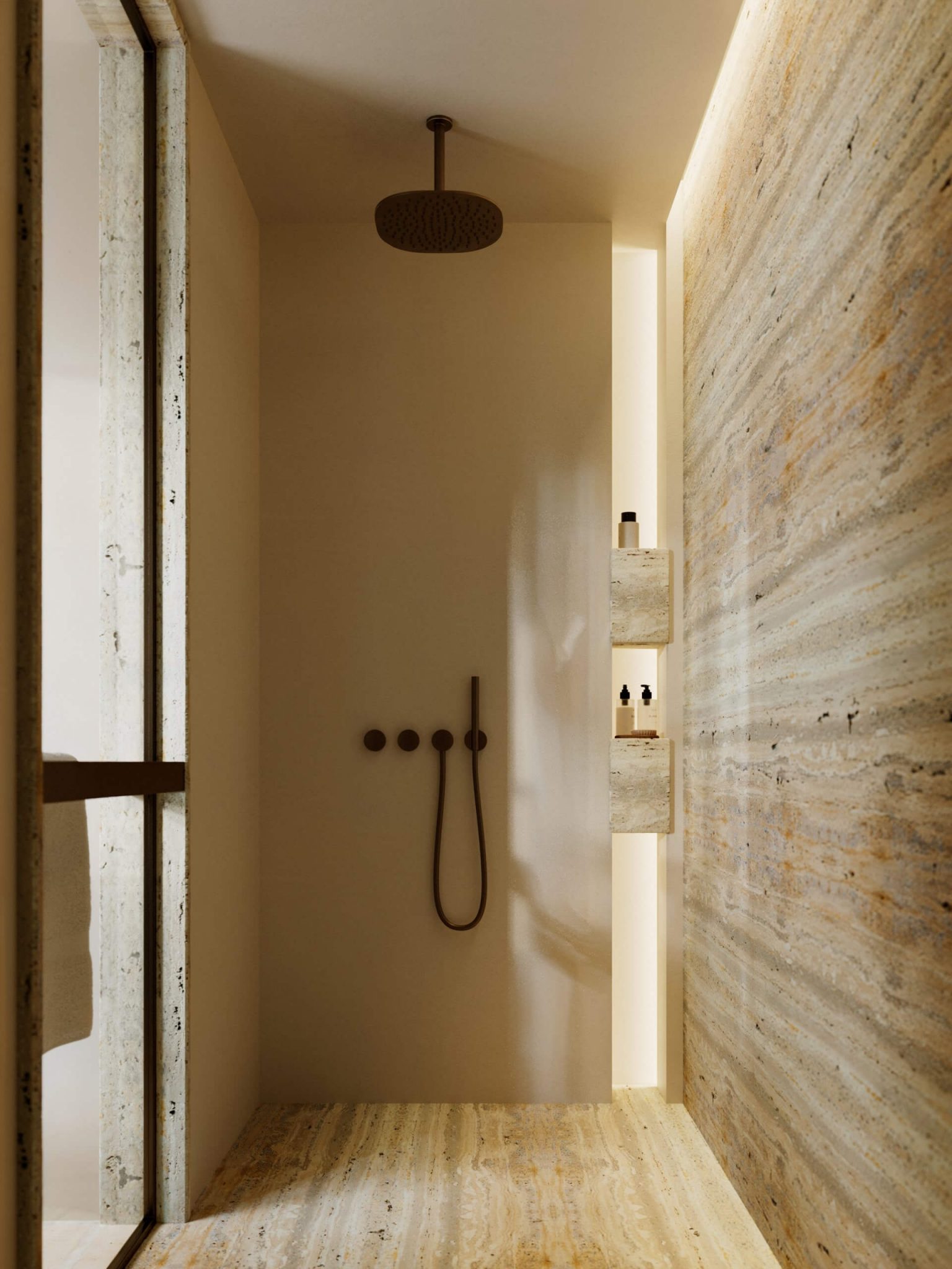 salle de bain travertin et bois salle de bain travertin et bois