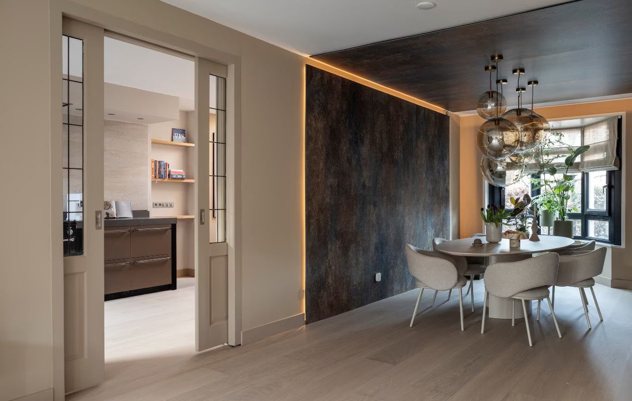 cuisine bois design et salle à manger moderne table ovale