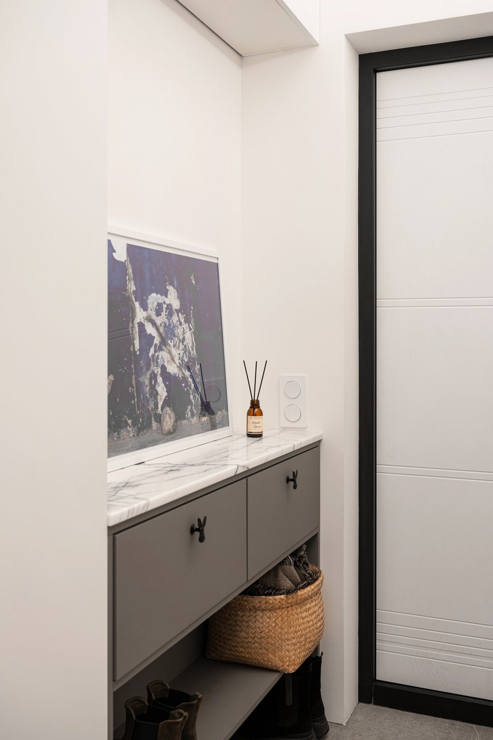 entrée grise et blanche appartement 50m2