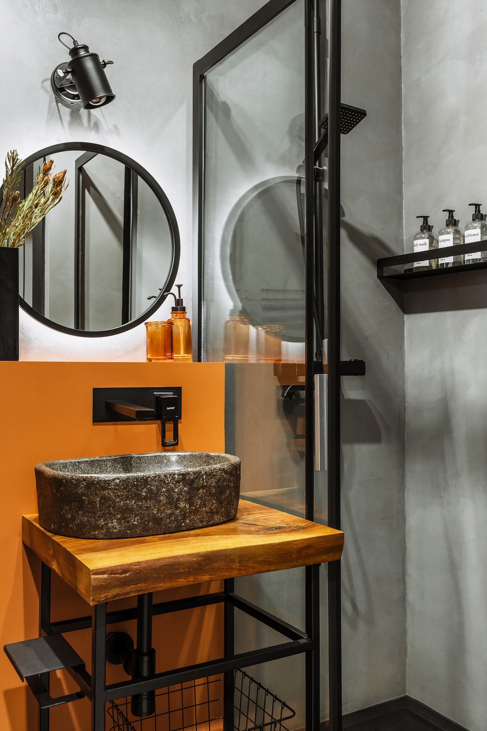 salle de bain orange et grise salle de bain orange et grise