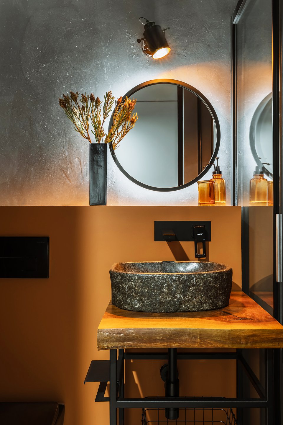 salle de bain orange et grise salle de bain orange et grise