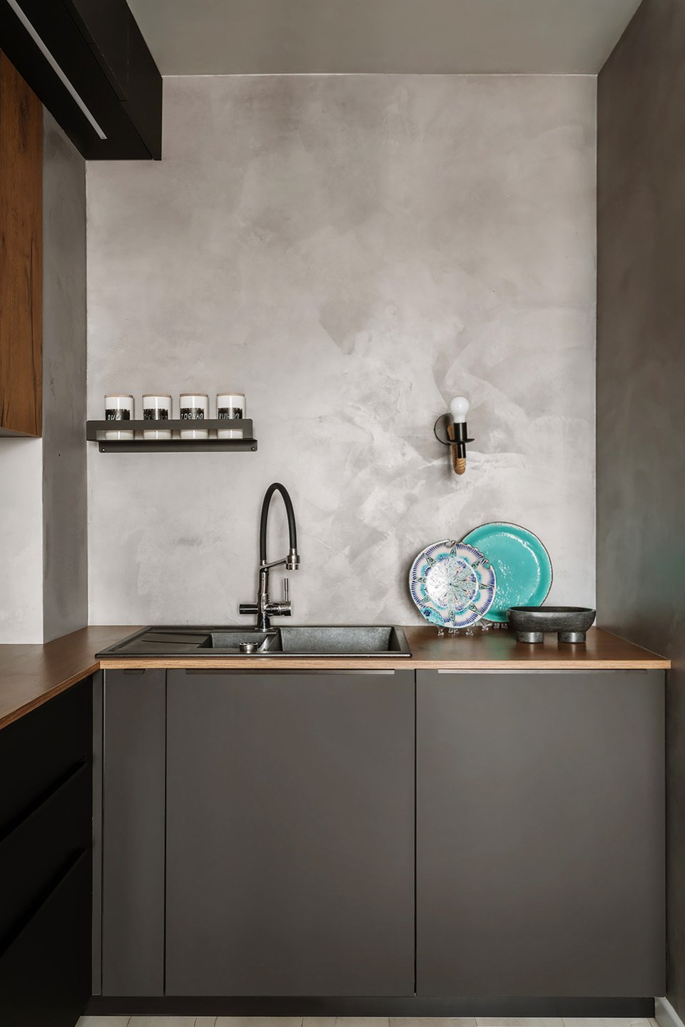 cuisine ouverte gris anthracite appartement de 60m2 décoration contemporaine cuisine ouverte gris anthracite appartement de 60m2 décoration contemporaine