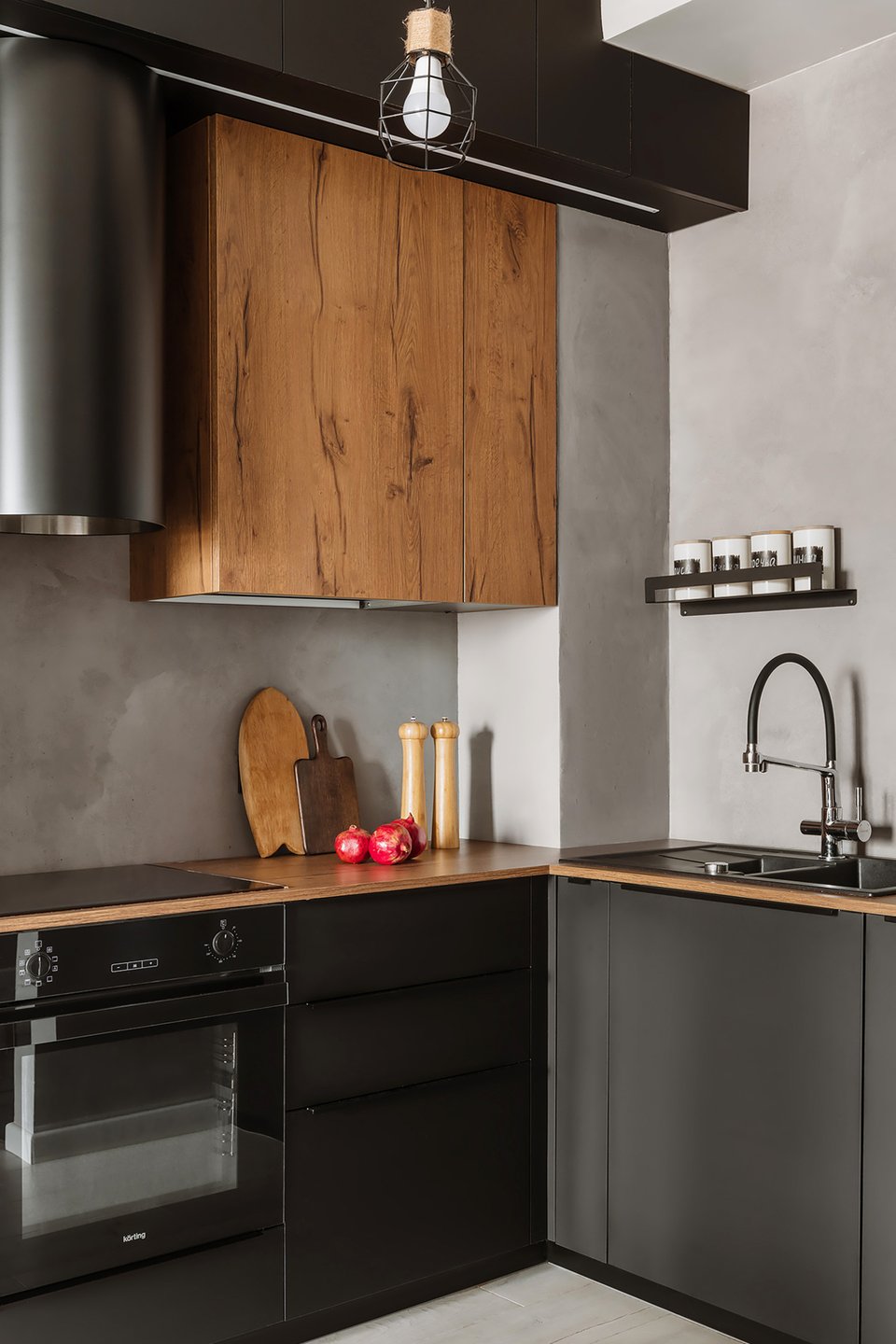 cuisine ouverte gris anthracite appartement de 60m2 décoration contemporaine cuisine ouverte gris anthracite appartement de 60m2 décoration contemporaine