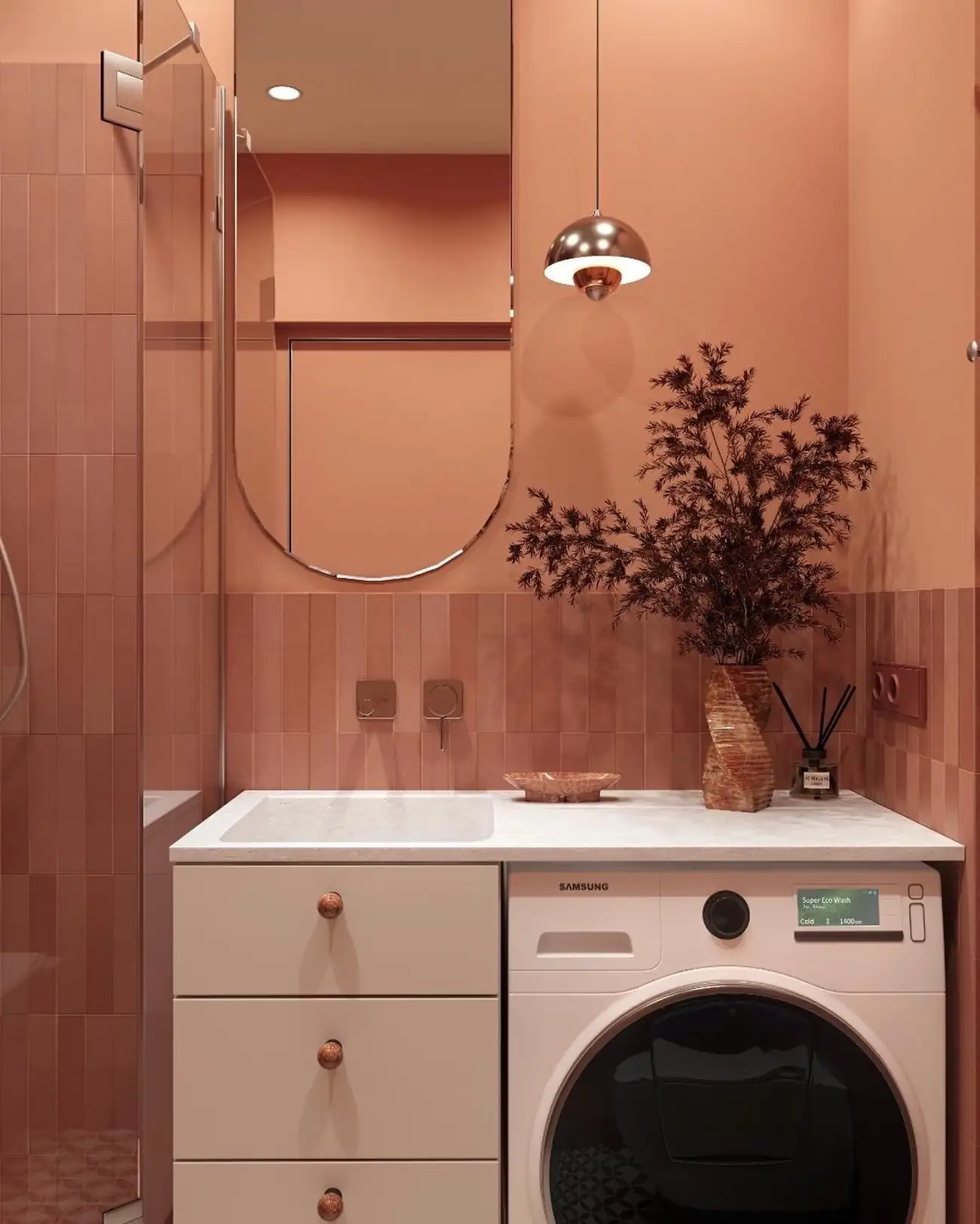 salle de bain terracotta studio 27m2