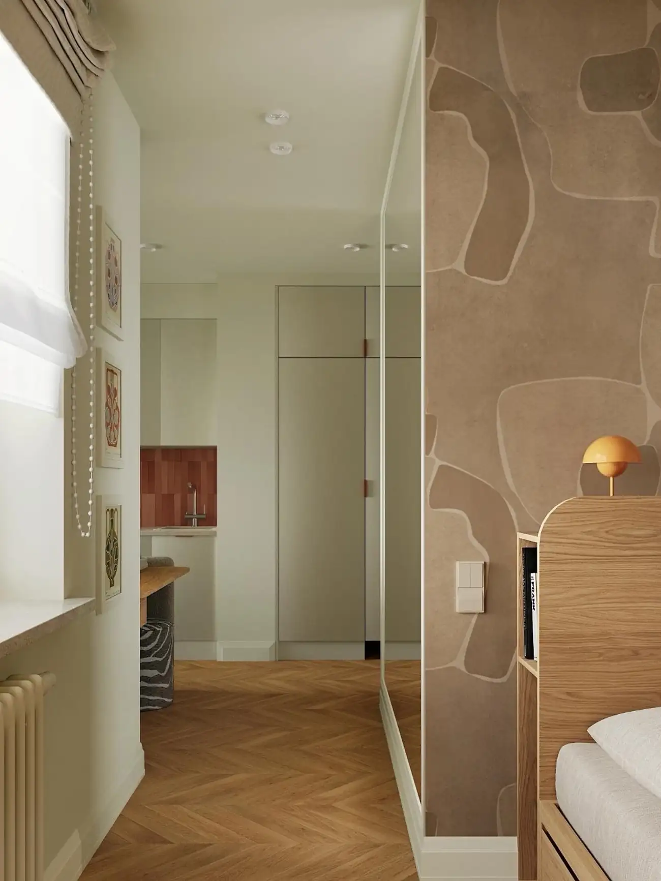 entrée et chambre en alcôve décoration contemporaine studio 27m2