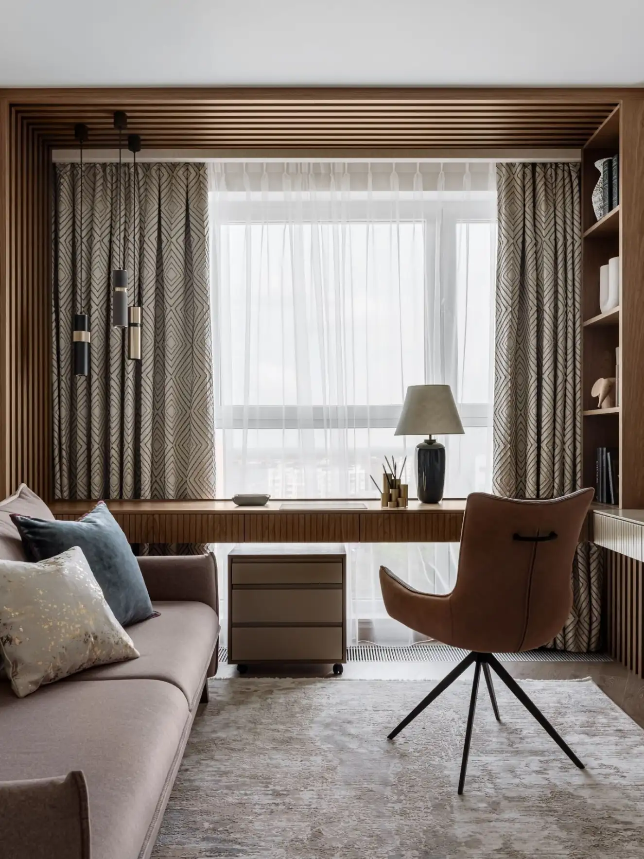 home office with floating desk