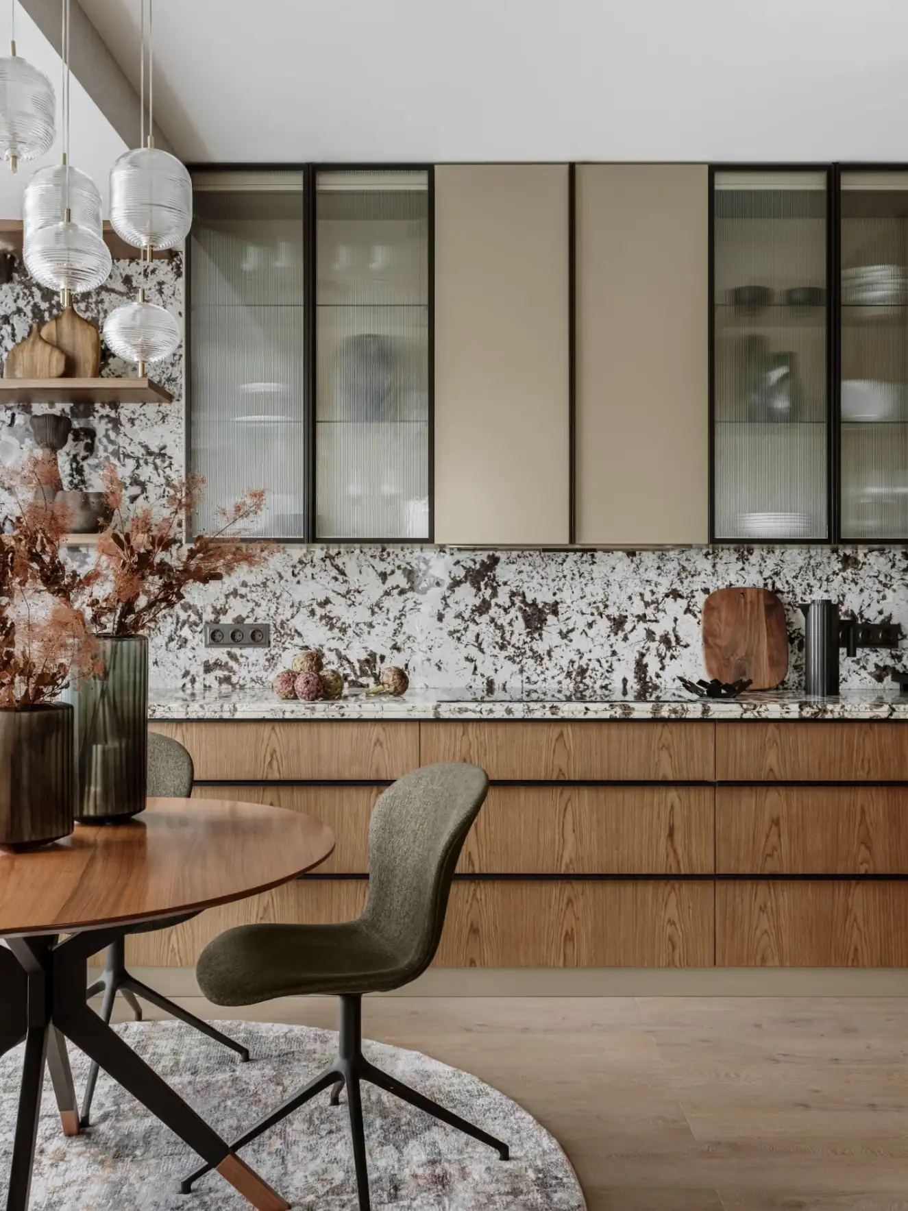 kitchen and dining room contemporary decor 87sqm apartment
