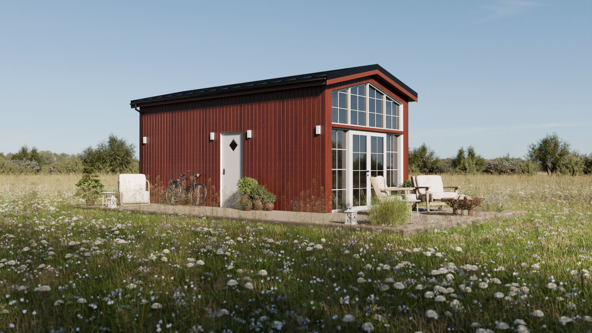 mini maison 39m2 Lucia par Vagabond Haven façade rouge de Falun mini maison 39m2 Lucia par Vagabond Haven façade rouge de Falun