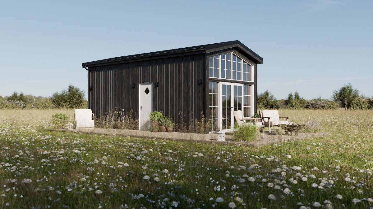 mini maison 39m2 Lucia par Vagabond Haven façade gris anthracite mini maison 39m2 Lucia par Vagabond Haven façade gris anthracite