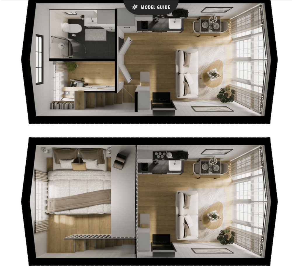 plan 3D mini maison 39m2 Lucia par Vagabond Haven plan 3D mini maison 39m2 Lucia par Vagabond Haven