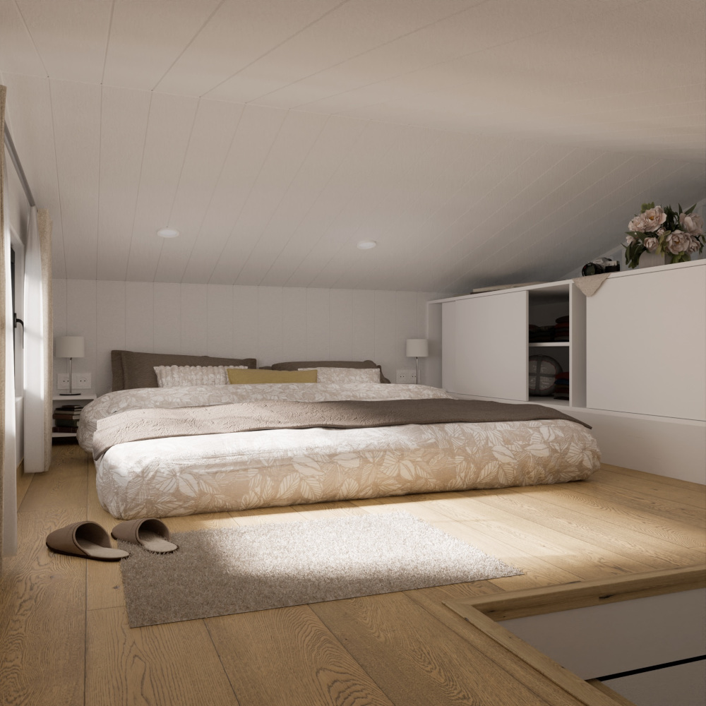 chambre sur mezzanine basse mini maison 39m2 Lucia par Vagabond Haven chambre sur mezzanine basse mini maison 39m2 Lucia par Vagabond Haven
