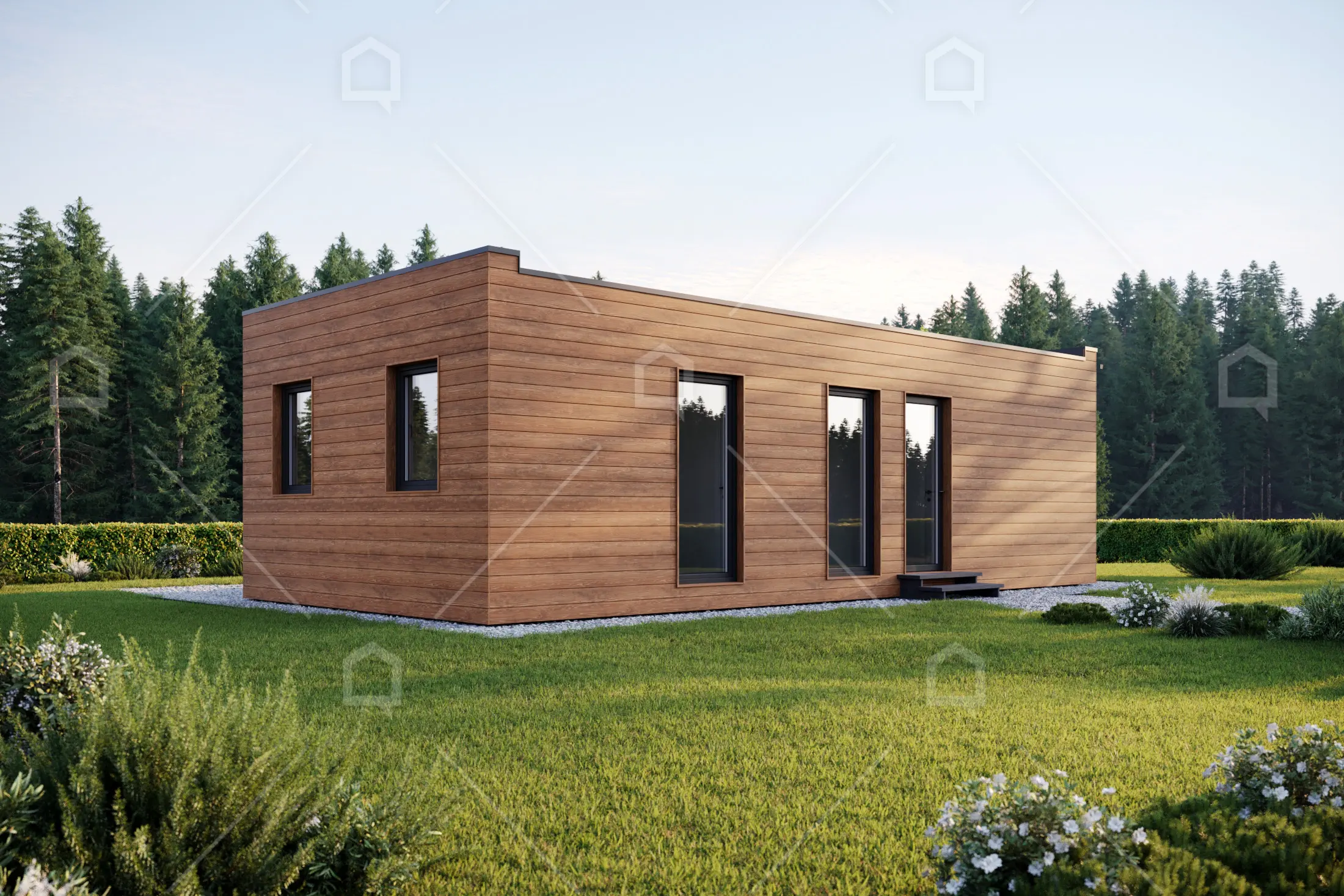 petite maison en bois 48m2 toit plat France par Maestro Chalet modèle Atlas petite maison en bois 48m2 toit plat France par Maestro Chalet modèle Atlas