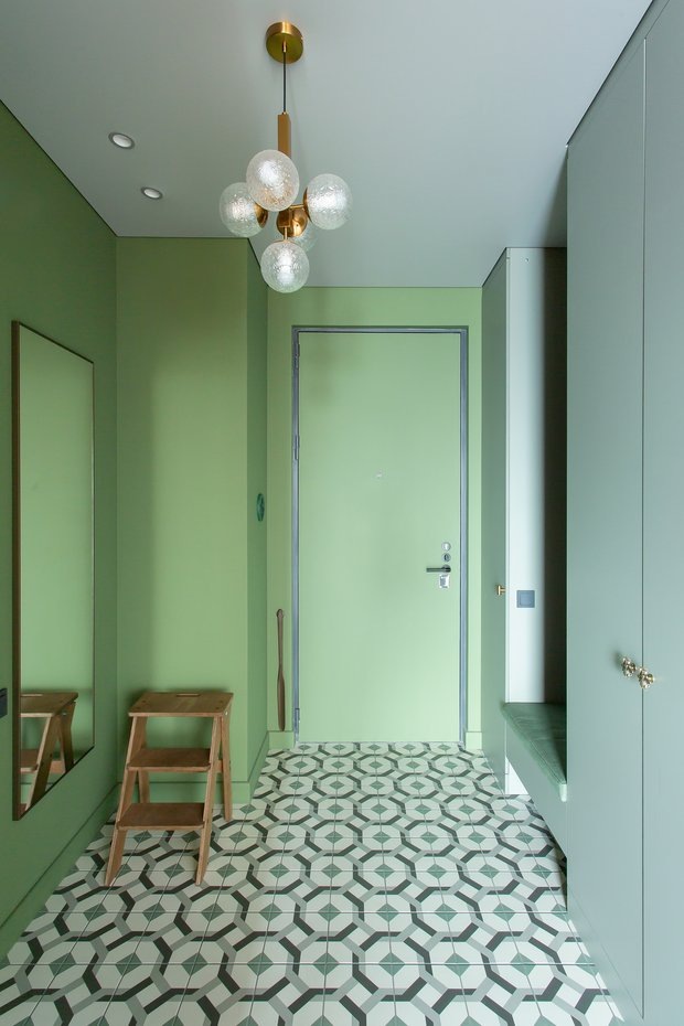 entrée murs verts studio 28m2 avec alcove entrée murs verts studio 28m2 avec alcove