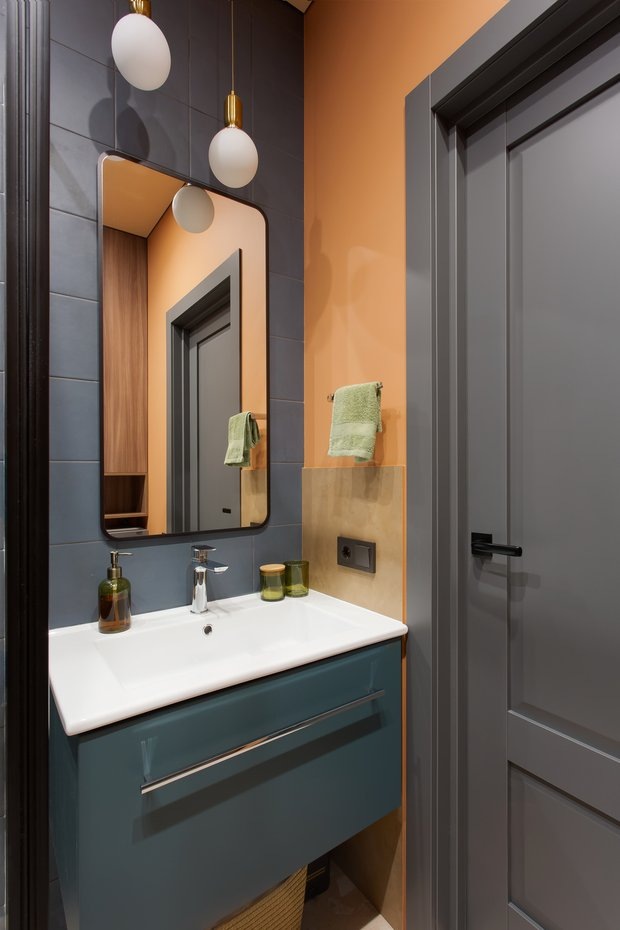 salle de bain orange et grise studio 28m2 avec alcove salle de bain orange et grise studio 28m2 avec alcove