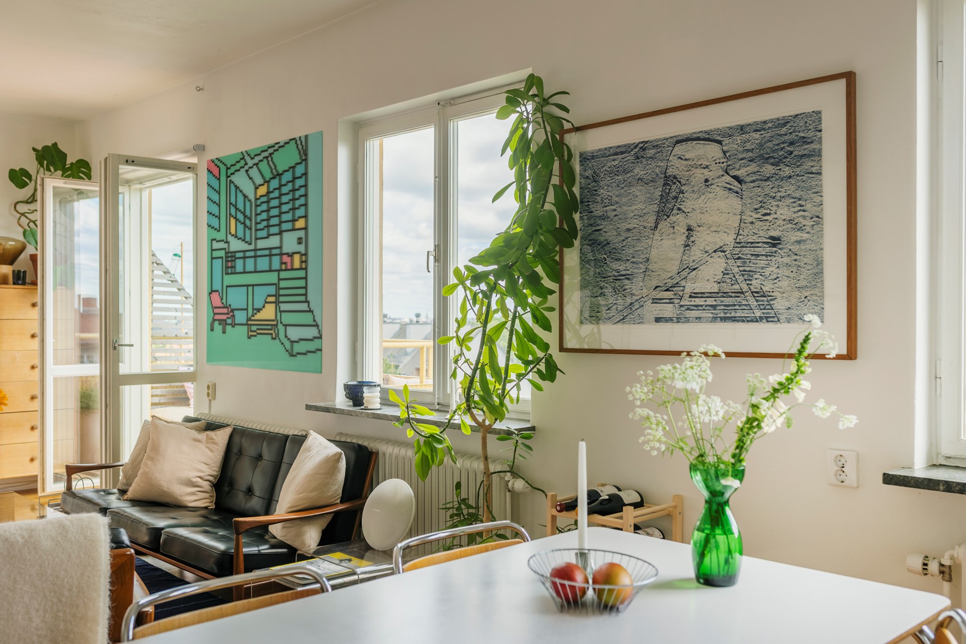 salon et salle à manger studio 35m2 décoration vintage scandinave 