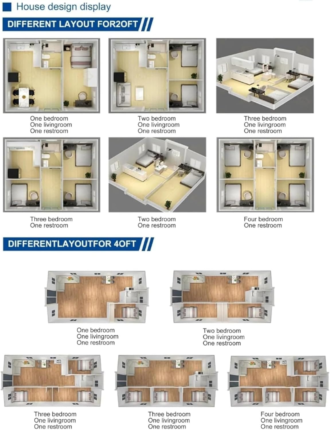 plan modèles maison Amazon 25m2 à 70m2