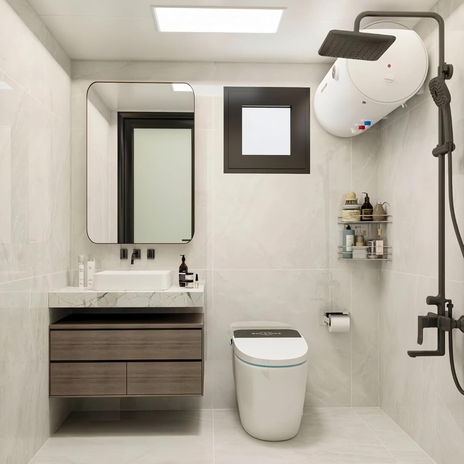 salle de bain design blanche et noire