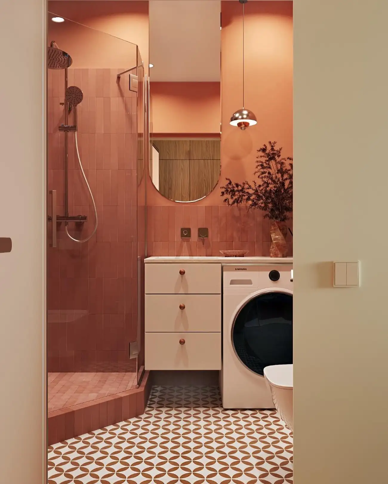 salle de bain terracotta studio 27m2