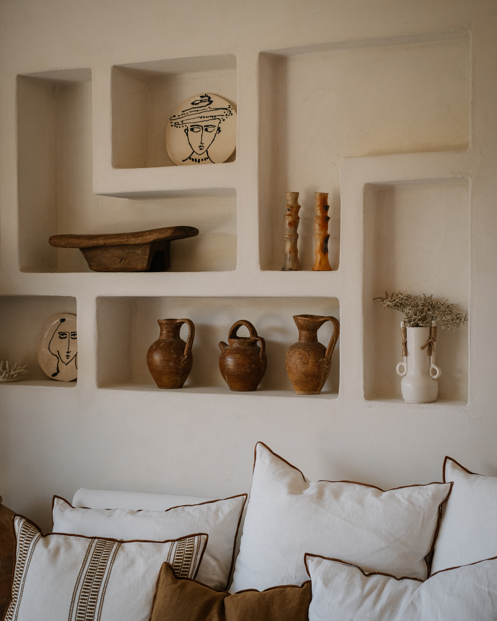 living room natural tones Mediterranean villa contemporary decor