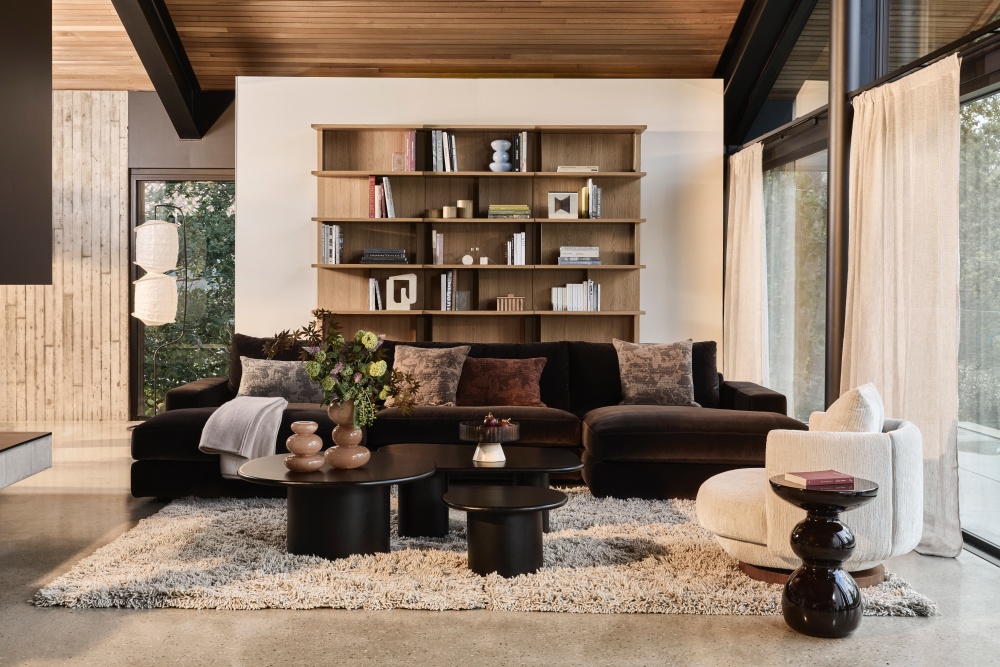 salon contemporain canapé velours marron collection AMPM 2026/2027 automne hiver salon contemporain canapé velours marron collection AMPM 2026/2027 automne hiver