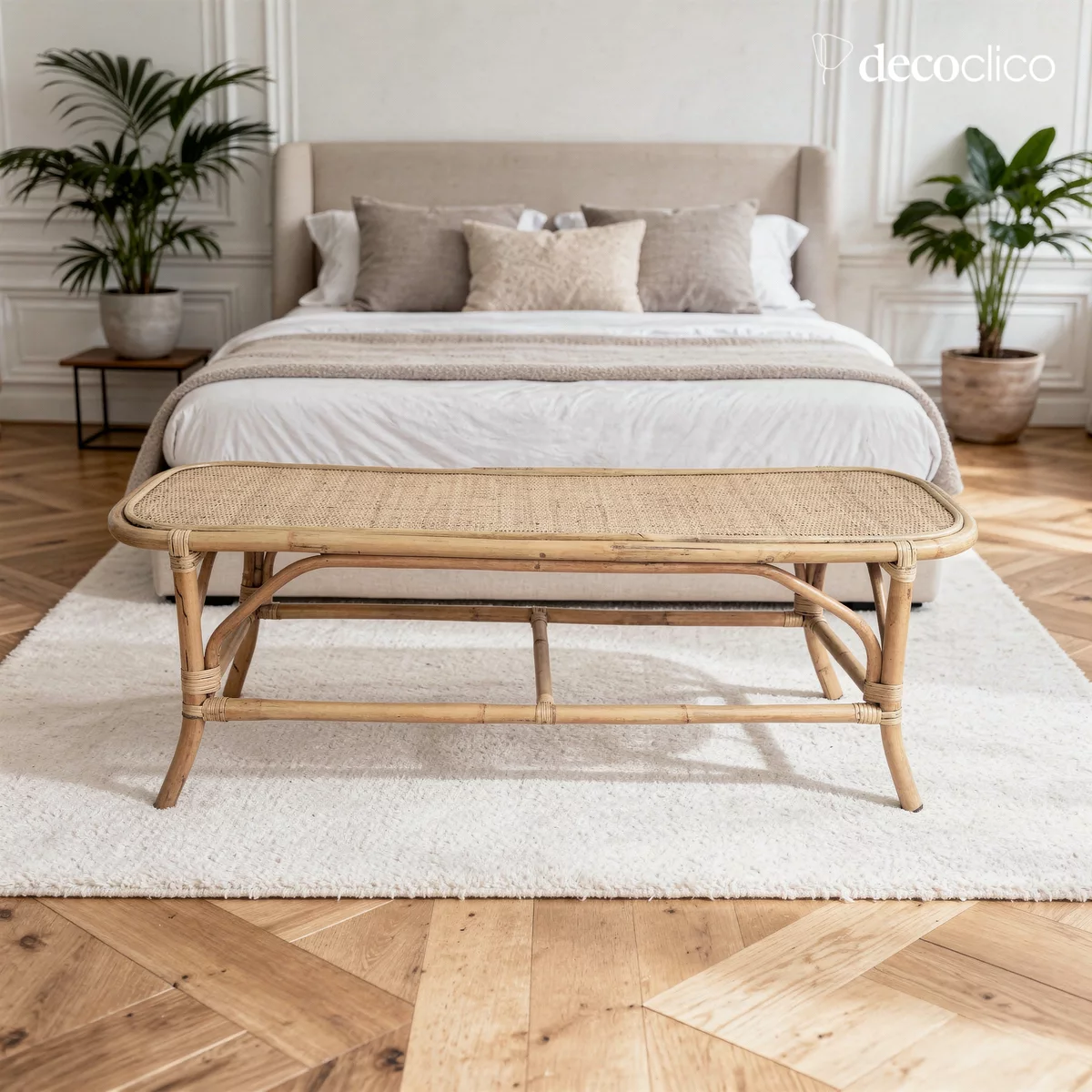 banc rotin en bout de lit