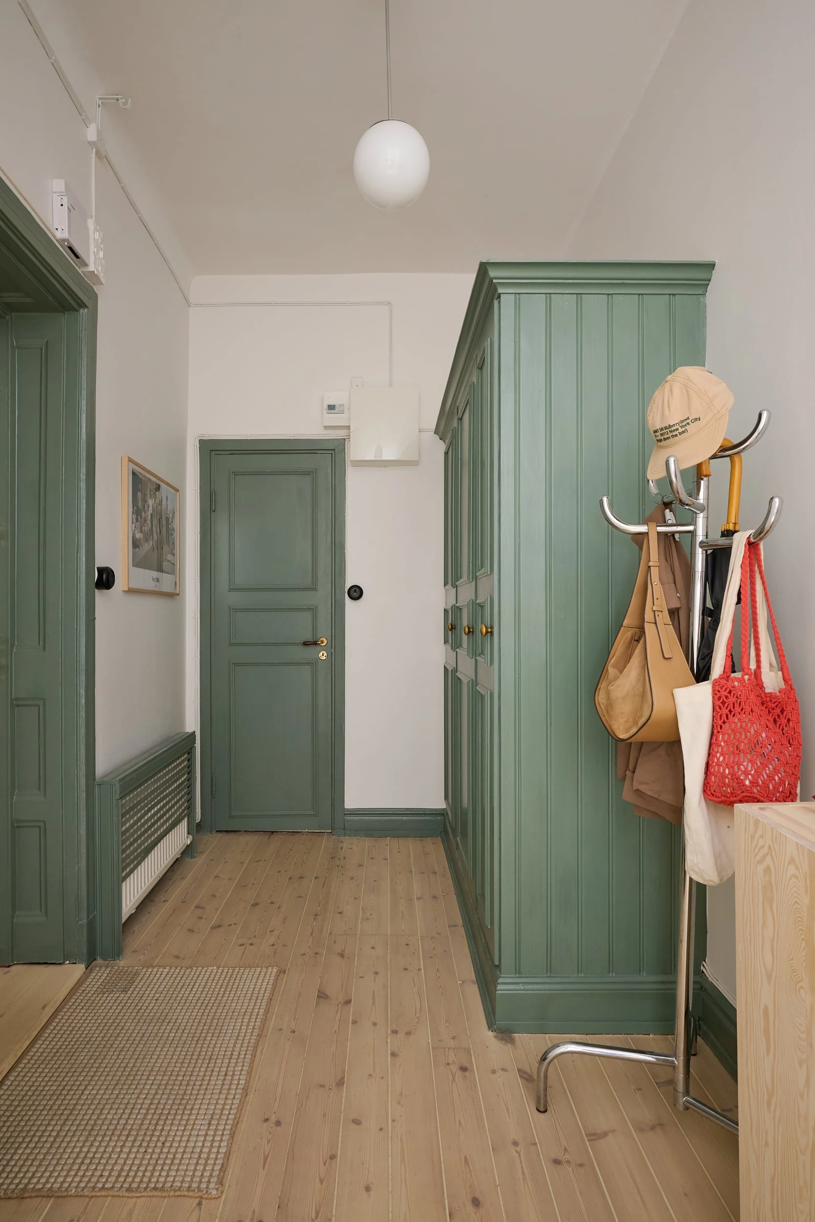 entrée avec armoire verte deux-pièces 59m2 décoration scandinave entrée avec armoire verte deux-pièces 59m2 décoration scandinave