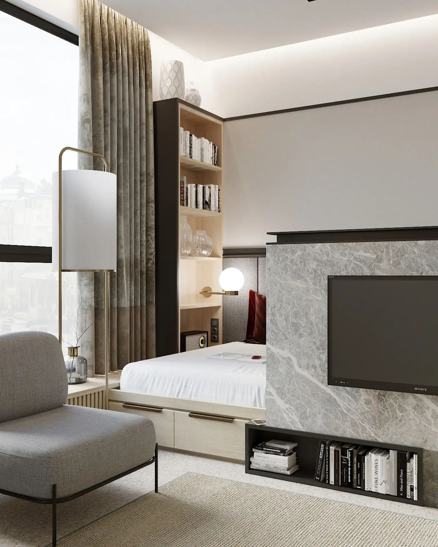 salon et chambre studio de 33m2 décoration contemporaine salon et chambre studio de 33m2 décoration contemporaine