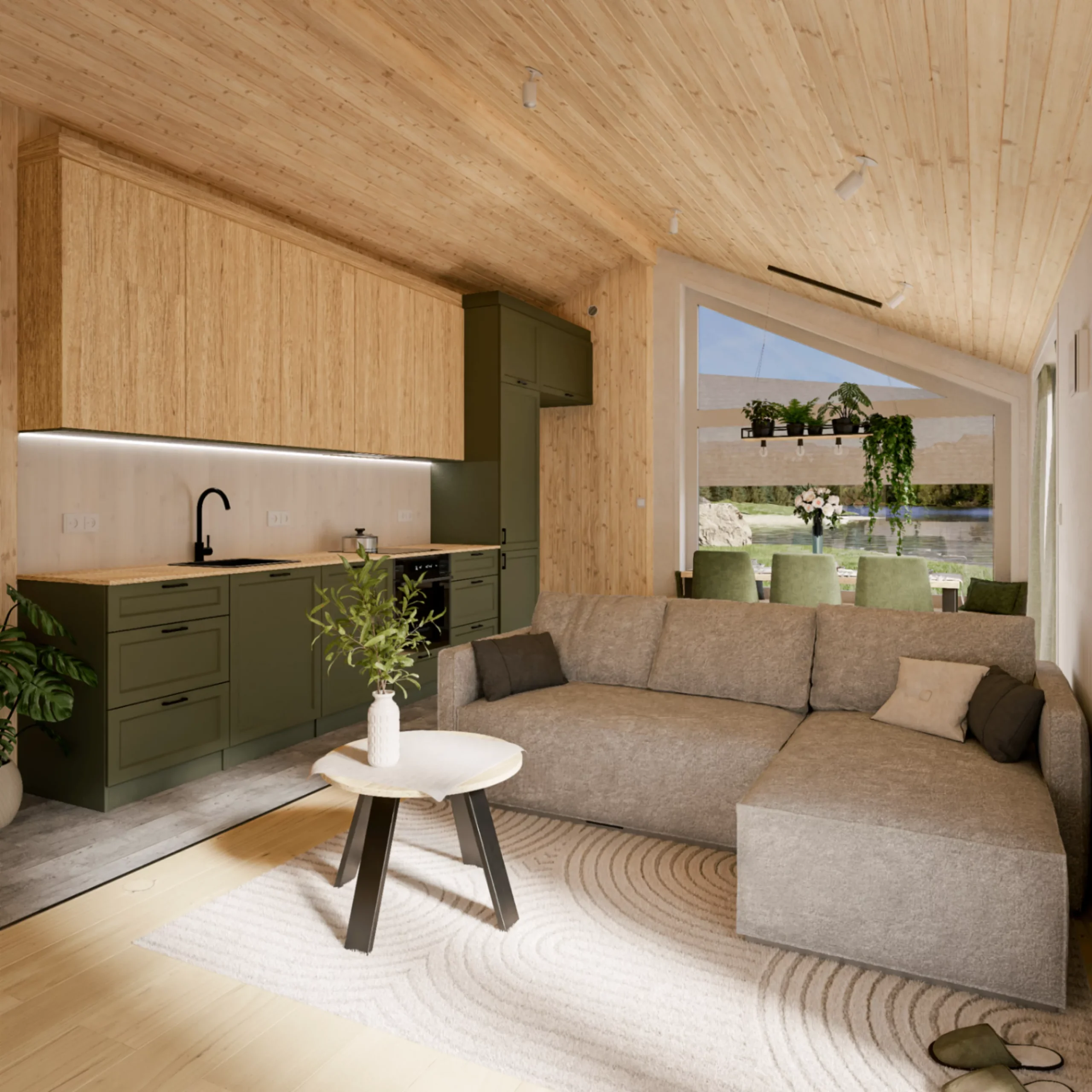 salon et cuisine tiny house Evergreen XL par Vagabond Haven salon et cuisine tiny house Evergreen XL par Vagabond Haven