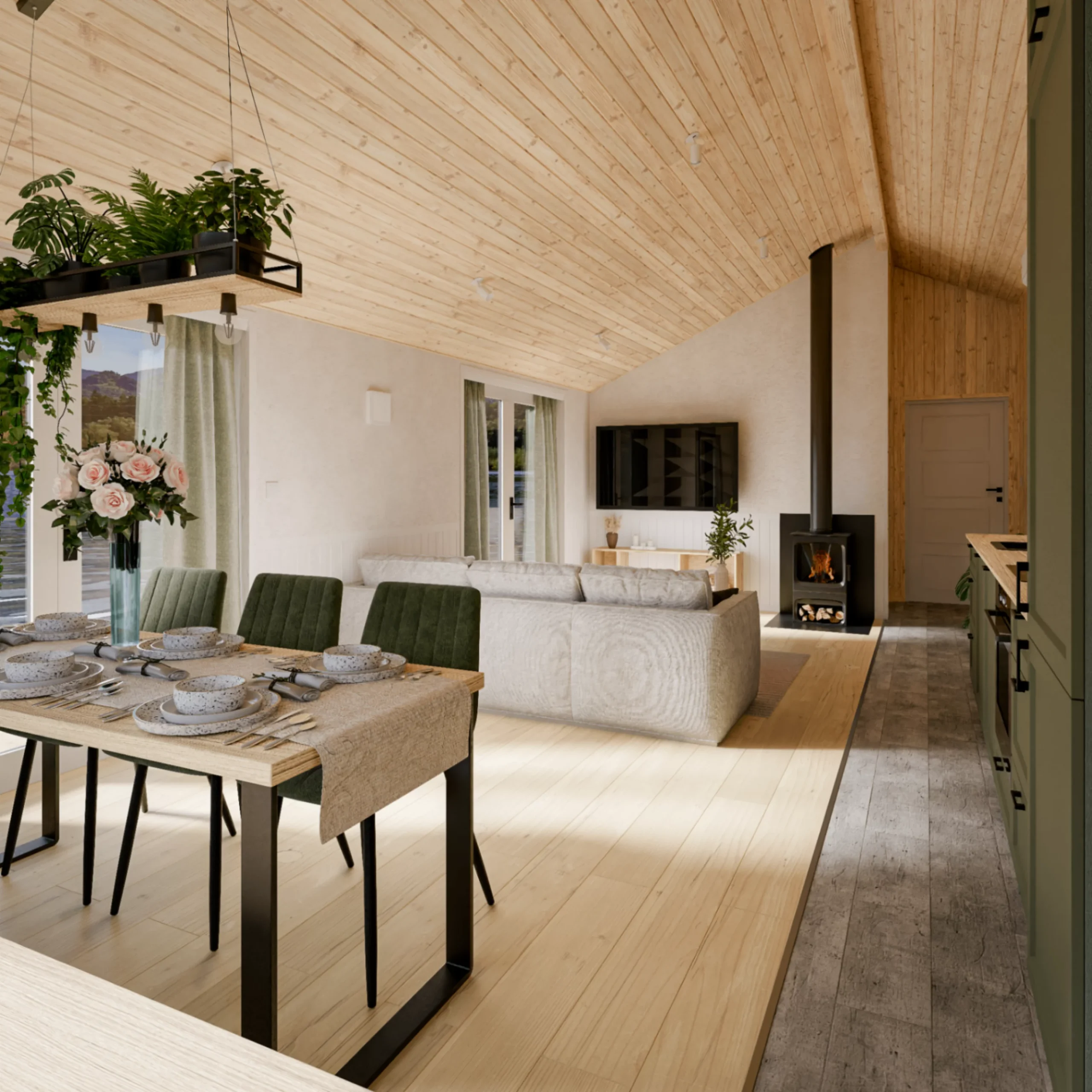 salon et cuisine tiny house Evergreen XL par Vagabond Haven salon et cuisine tiny house Evergreen XL par Vagabond Haven