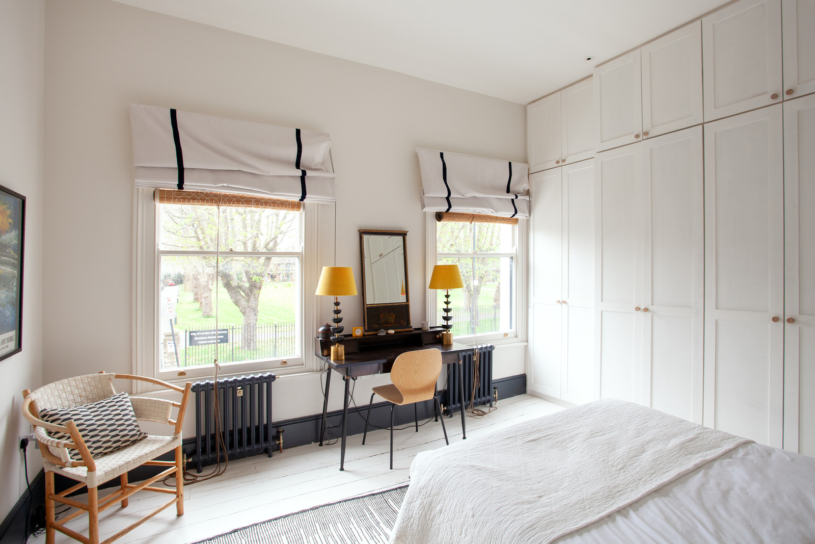 chambre avec espace bureau décoration contemporaine maison victorienne accolée