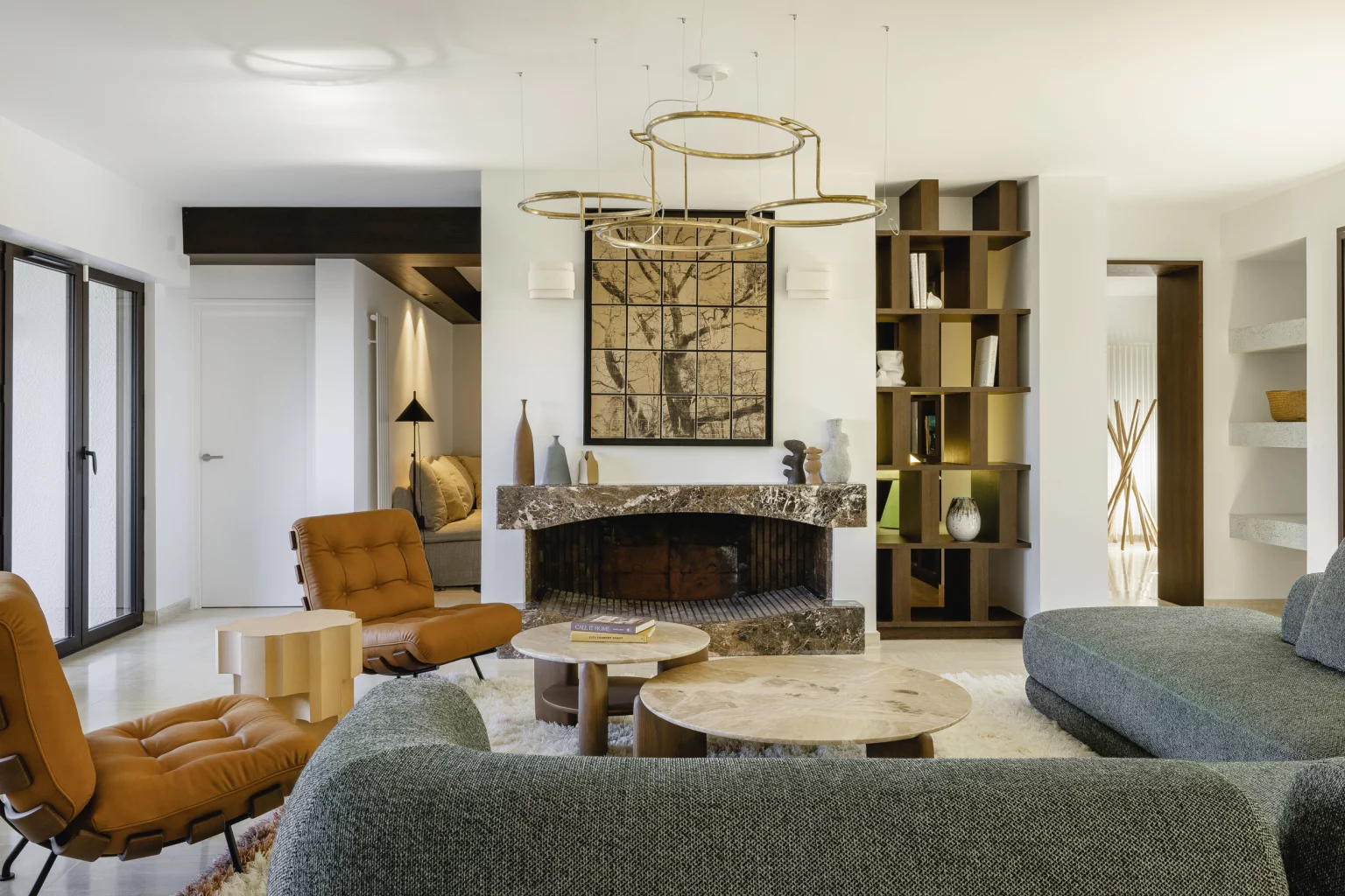 salon avec cheminée décoration contemporaine