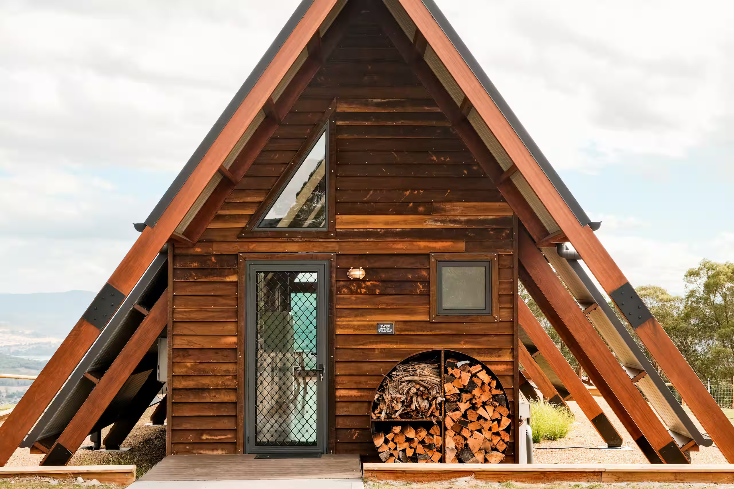 maison A-frame hors-reseau Tasmanie