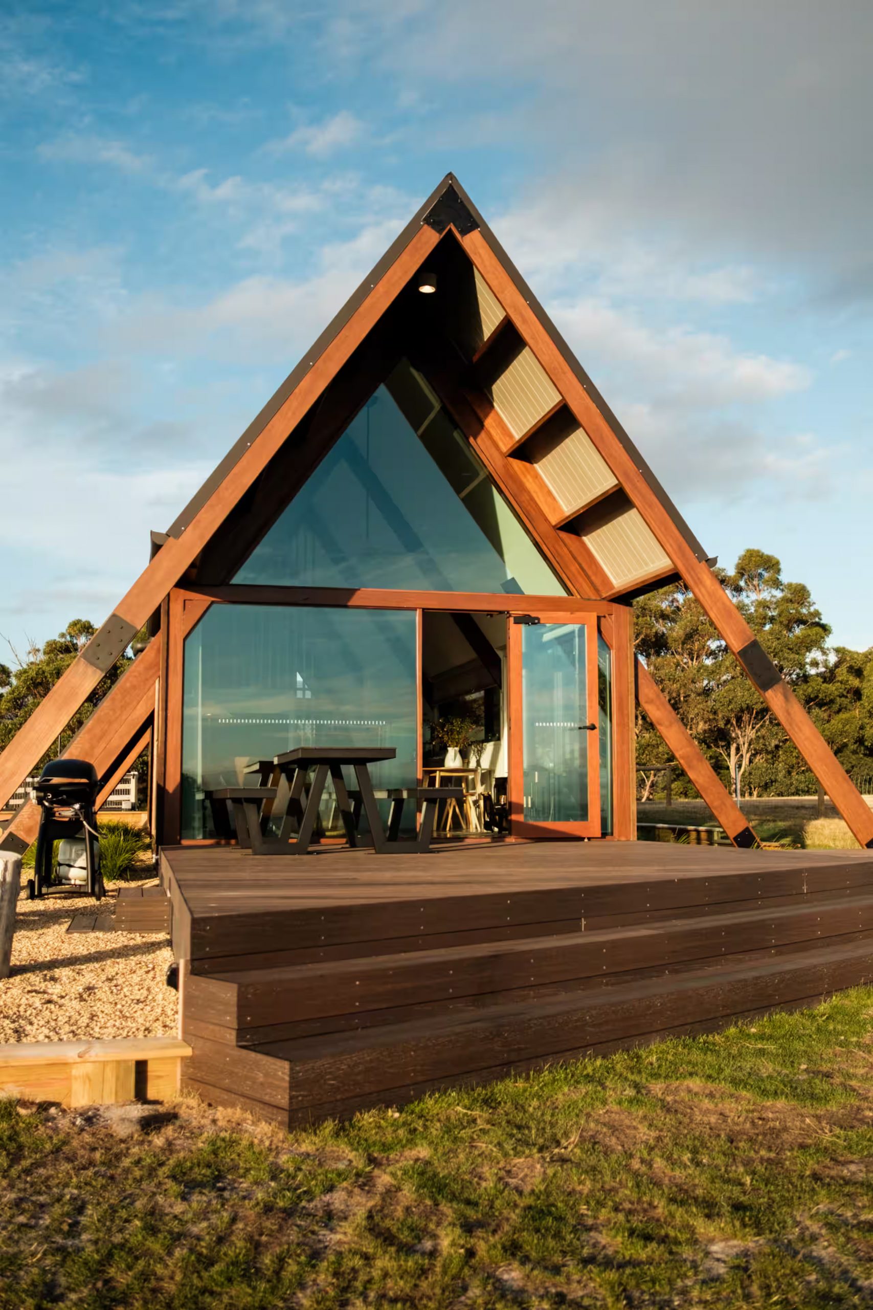 maison A-frame hors-reseau Tasmanie