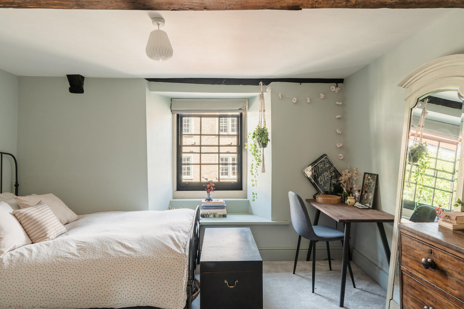 classic bedroom with beams