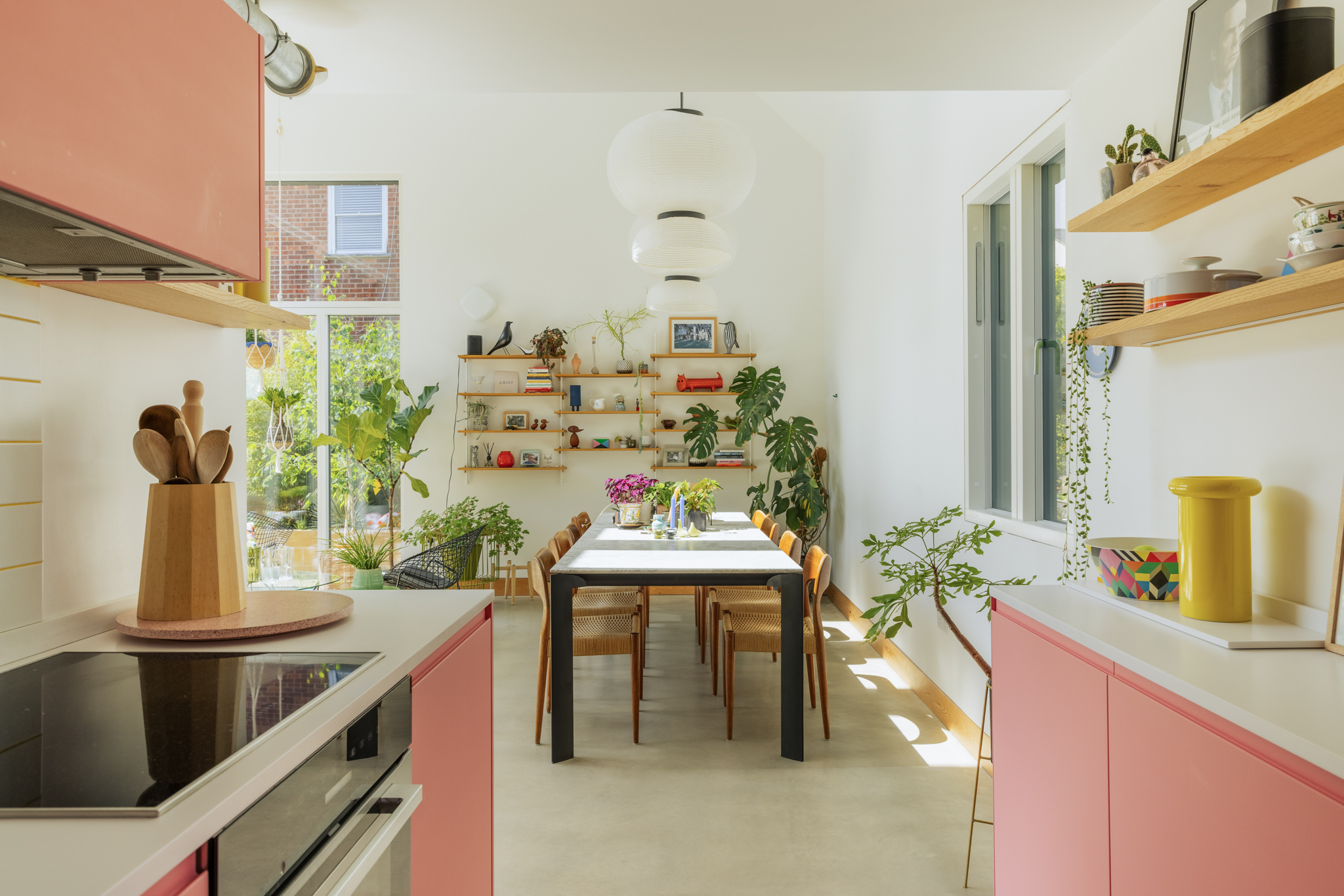 cuisine ouverte rose et salle à manger décoration contemporaine cuisine ouverte rose et salle à manger décoration contemporaine