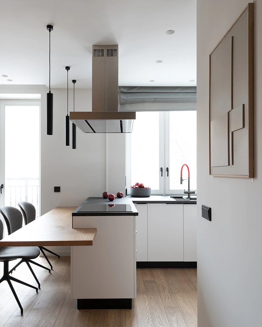 cuisine ouverte décoration contemporaine petit appartement de 46m2