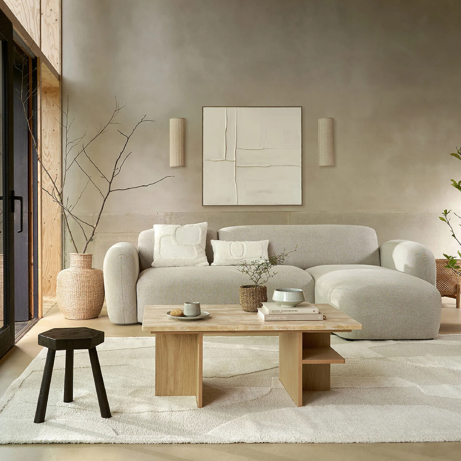 salon décoration contemporaine beige