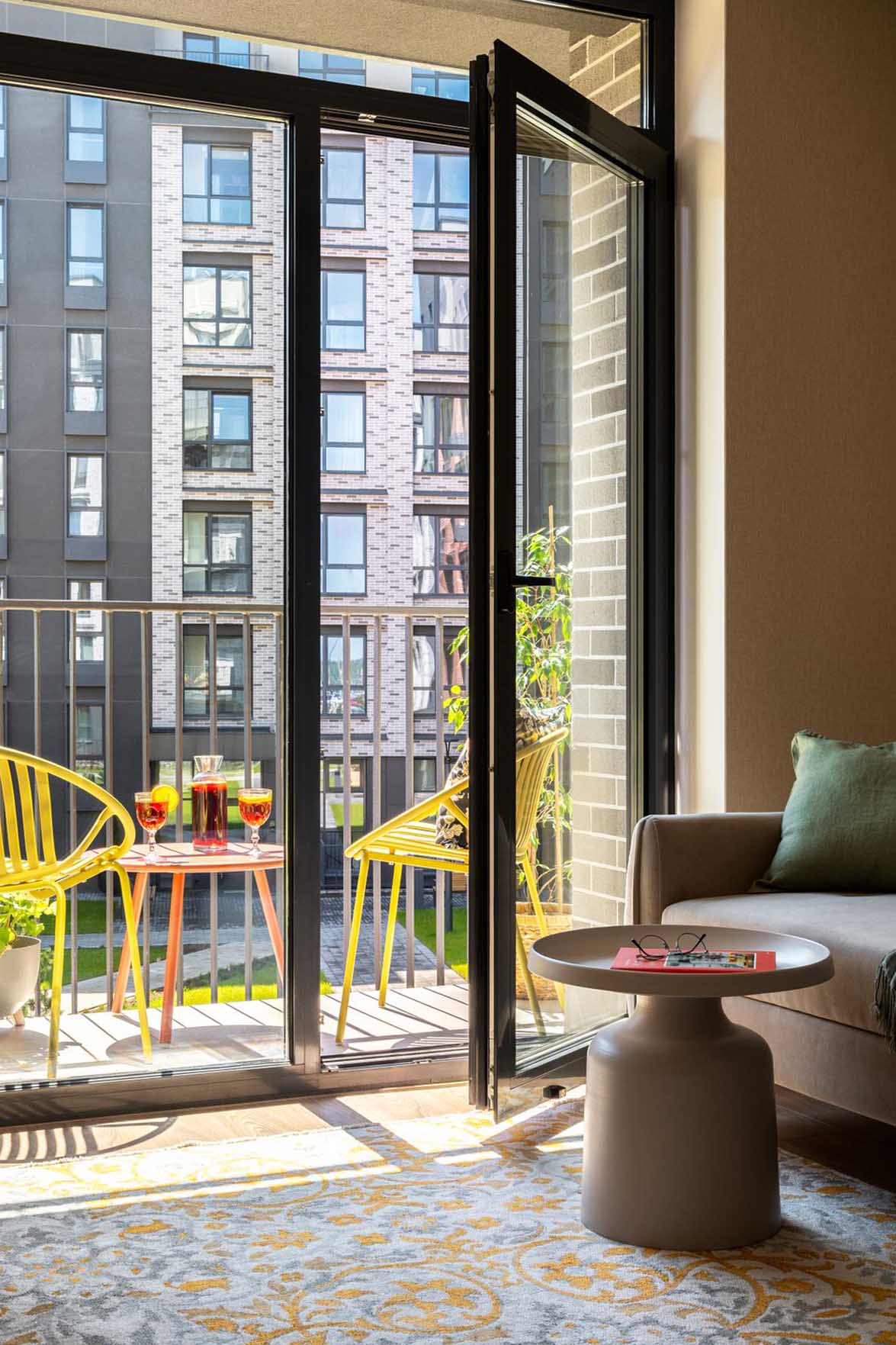 living room and balcony gray sofa bay window contemporary decor 38sqm apartment living room and balcony gray sofa bay window contemporary decor 38sqm apartment