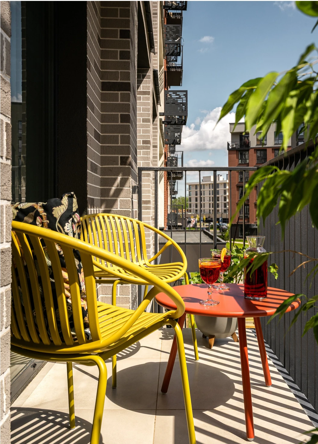 balcony with yellow armchairs balcony with yellow armchairs