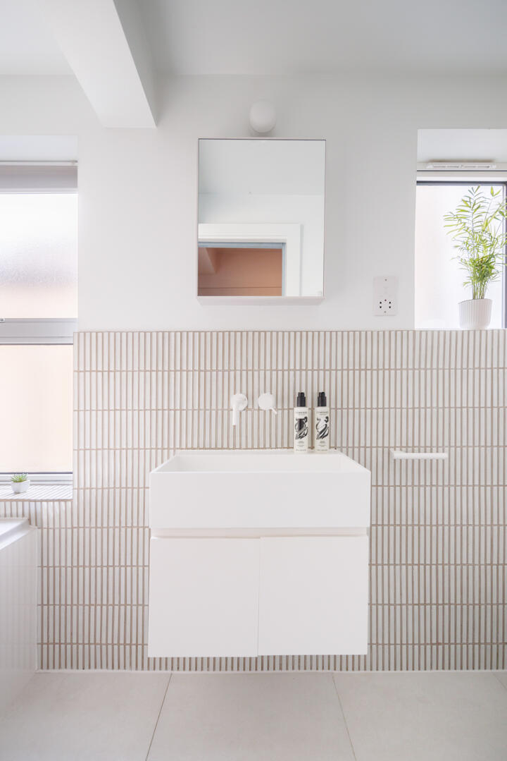 white designer bathroom with Japanese tiles white designer bathroom with Japanese tiles