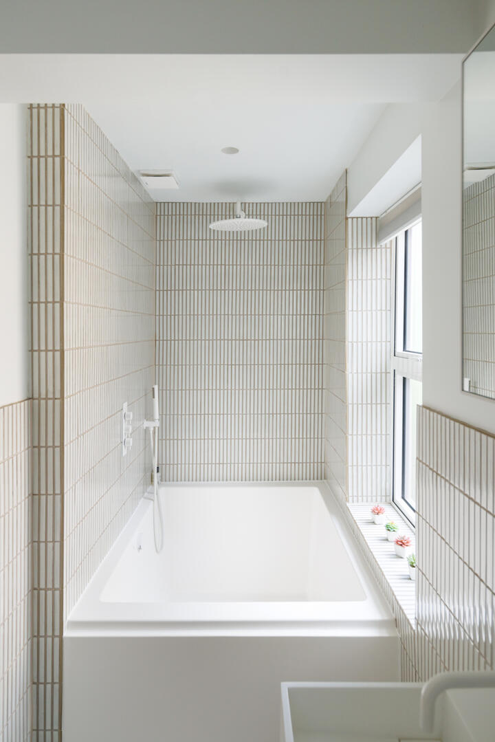 white designer bathroom with Japanese tiles white designer bathroom with Japanese tiles
