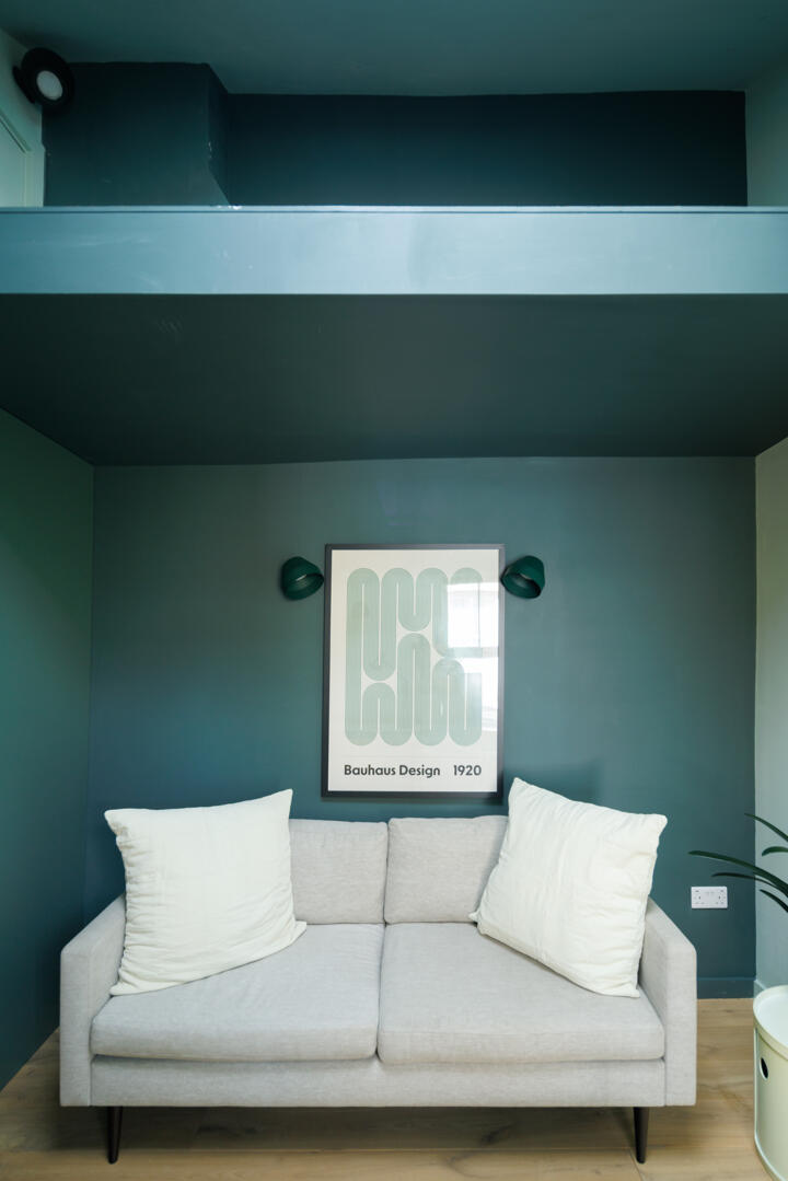 peackok blue living room coloured decor Victorian house in London peackok blue living room coloured decor Victorian house in London