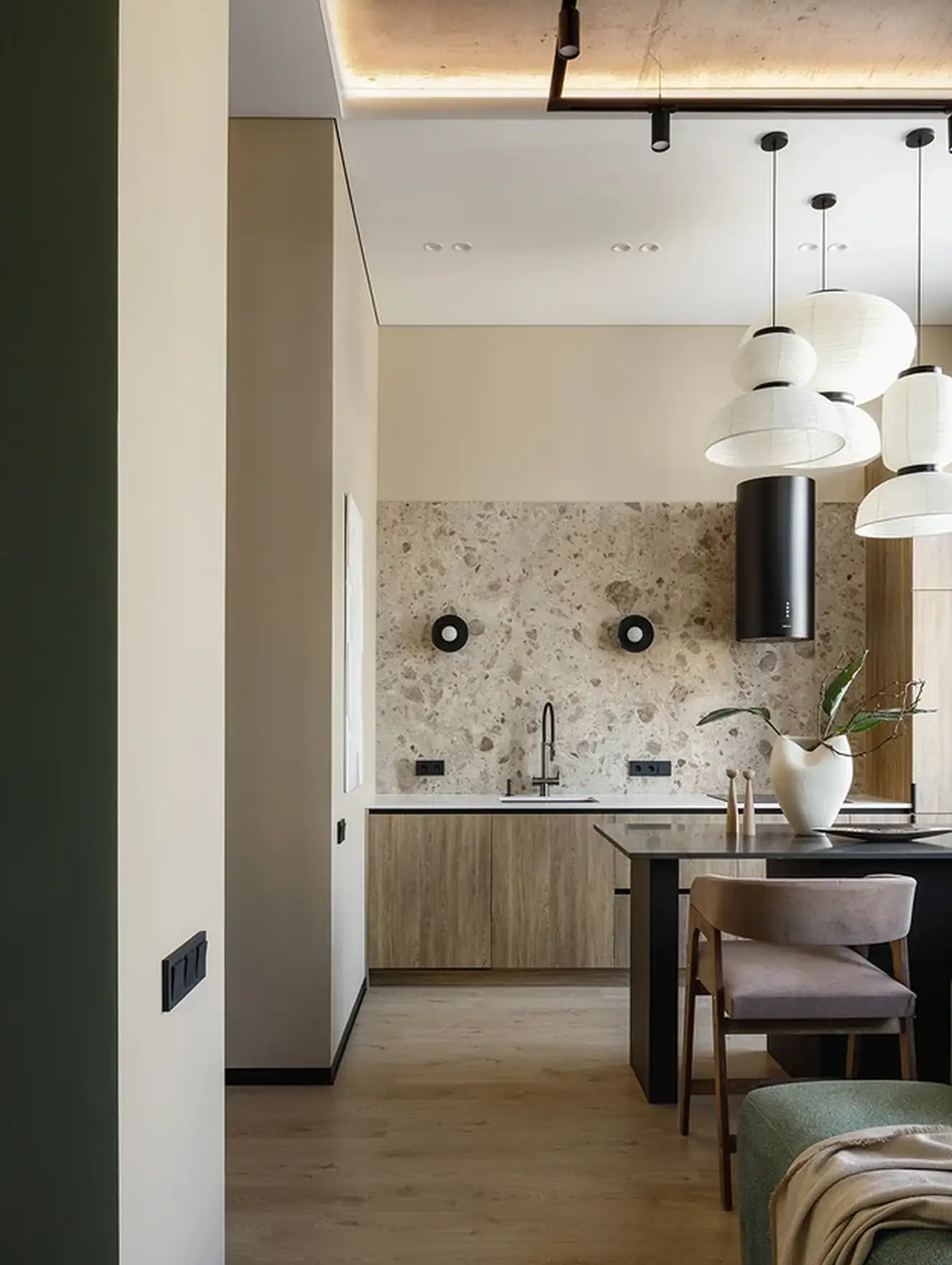 cuisine ouverte studio de 36m2 décoration contemporaine
