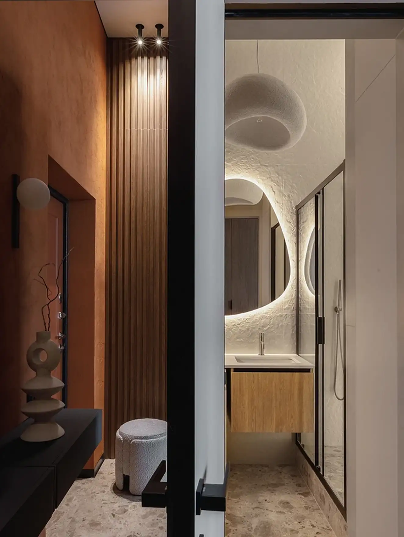 entrée et salle de bain studio de 36m2 décoration contemporaine