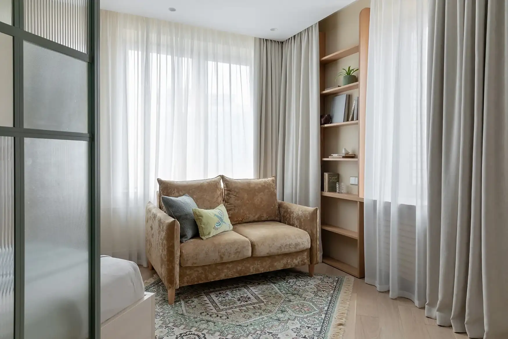 chambre et salon avec verrière studio de 32m2 décoration contemporaine