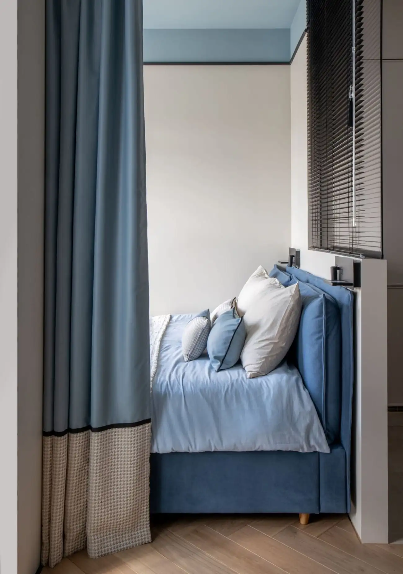 espace chambre décoration bleue studio 28m2 espace chambre décoration bleue studio 28m2