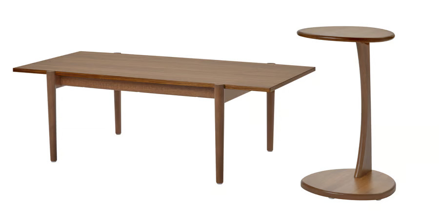 set IKEA 2026 tables couleur noyer Ugglerum style mid-century modern