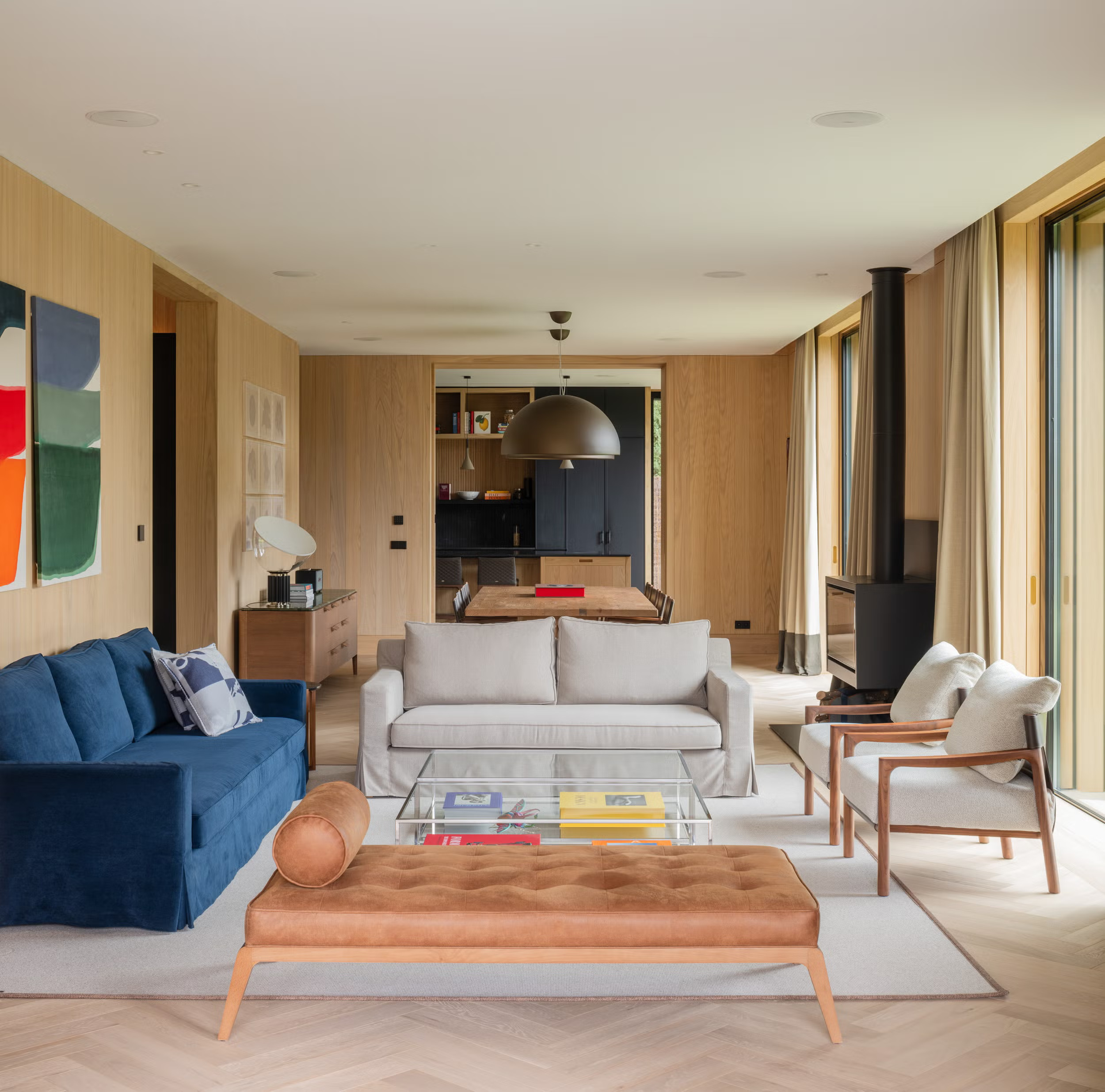living room mid-century modern style with stove living room mid-century modern style with stove