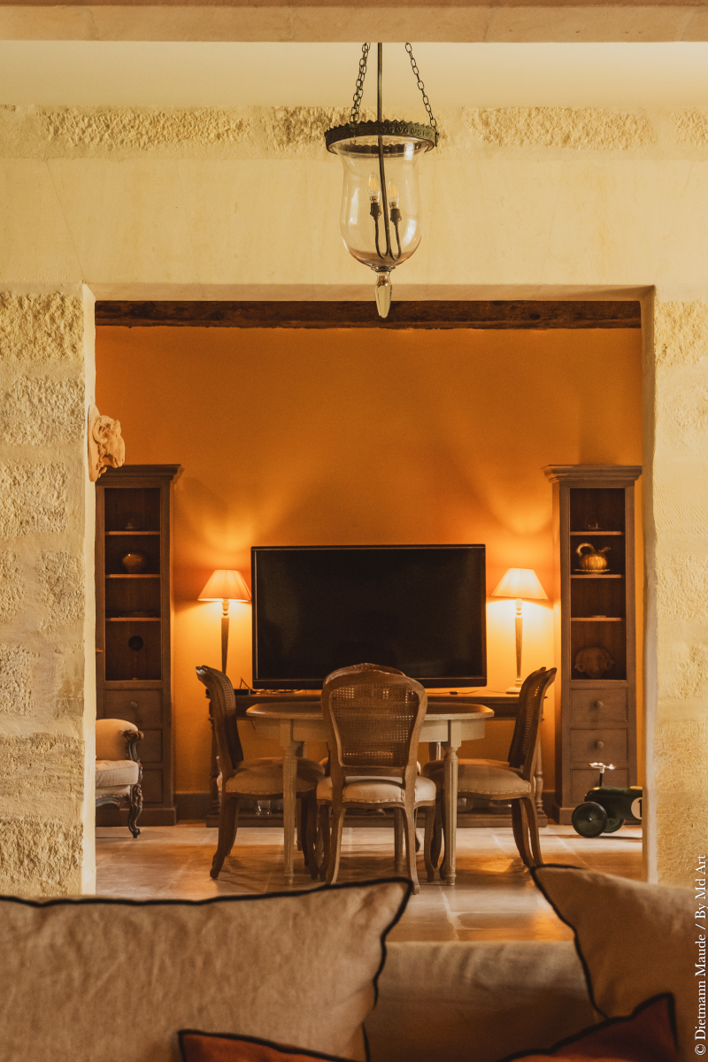 living room and dining room Mas de Peint Camargue France living room and dining room Mas de Peint Camargue France